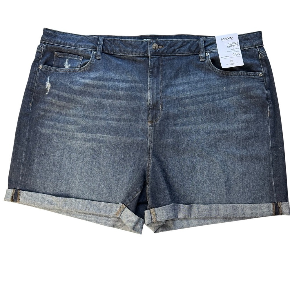 Sonoma High Rise Curvy Greenwood Denim Shorts Size 24W